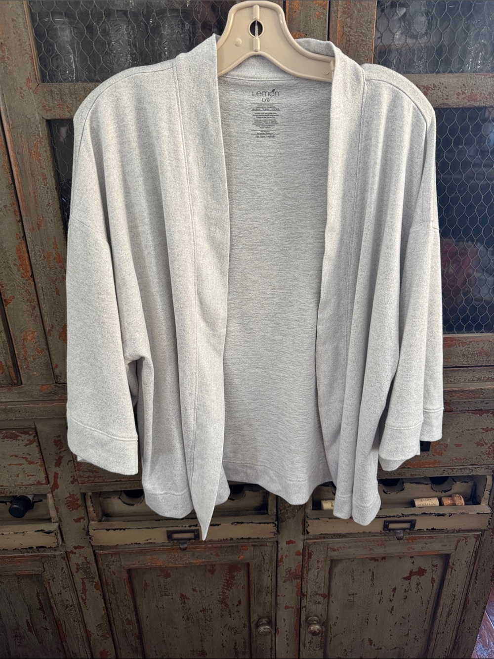 Lemon Light Gray Open-Front Women's Cardigan